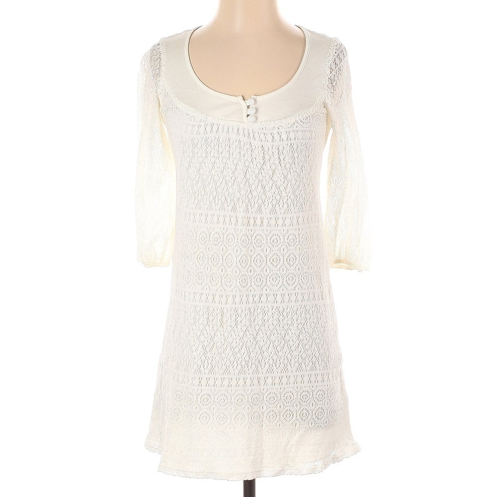 Ivory Lace Boho Mini Dress